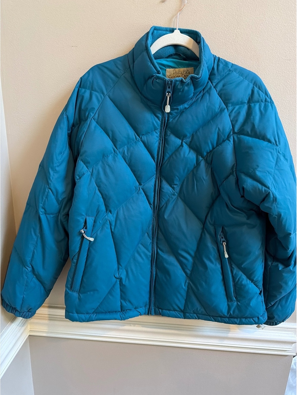 Cabela’s Vintage Womens Goose Down Puffer Jacket Teal Blue Size Large